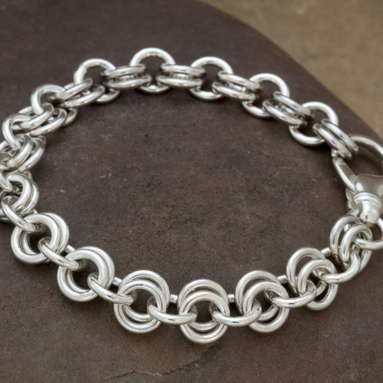 Falmouth Chain - Silver Bracelet Men's or Ladies Heavy silver Chain Bracelet Chainmaille, London Hallmarked. Every Link Handmade & Soldered.