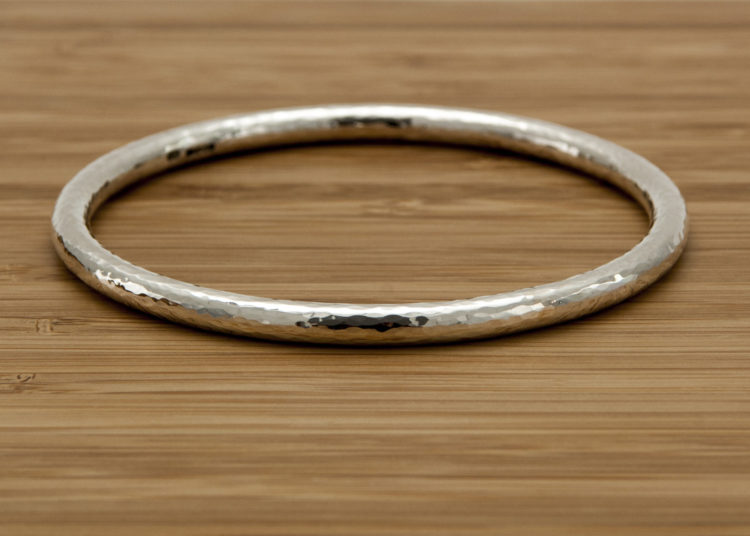 Eden 5 Hammered Solid Silver Bangle