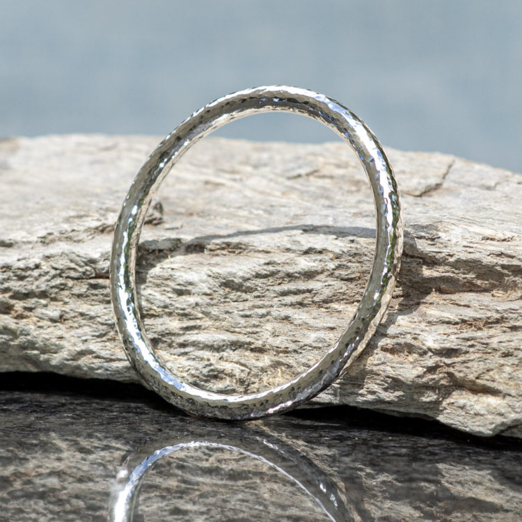 Eden 6 Hammered solid silver bangle