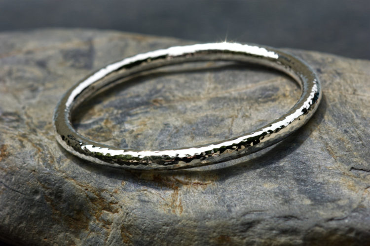 Eden 6 Hammered solid silver bangle