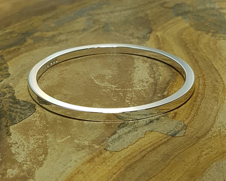 Newlyn 4 Solid Silver Handmade Bangle- London Hallmarked. 4mm Square