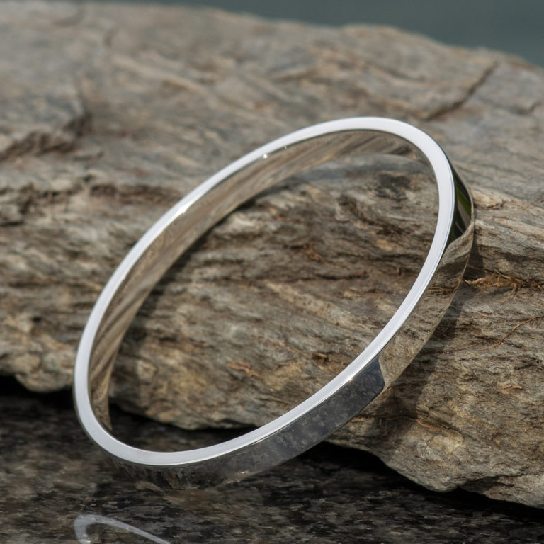 Zennor 6 chunky Solid Silver Bangle, Handmade in Cornwall. London Hallmarks - 6mm wide.