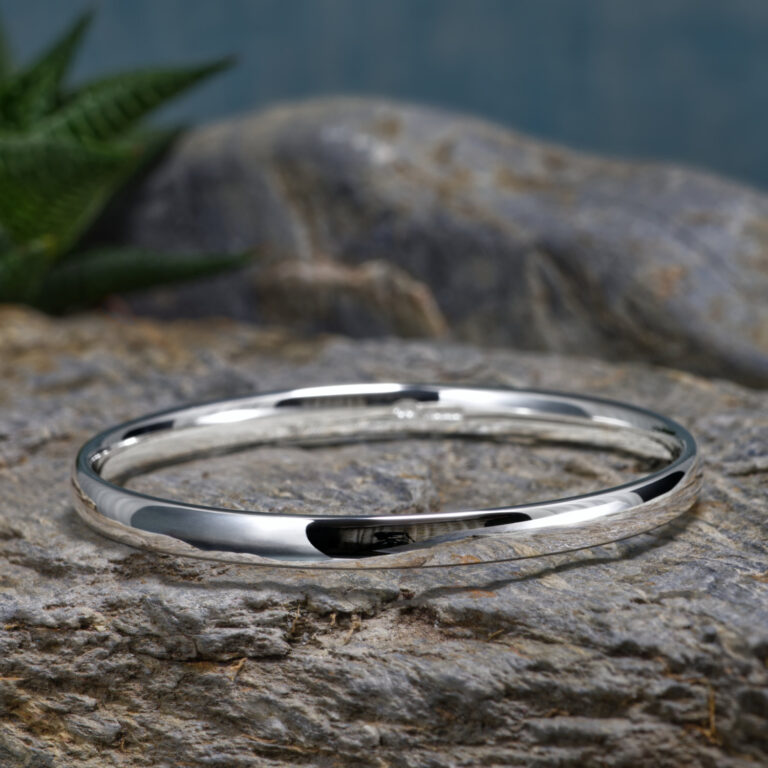 Sennen Handmade Solid Silver Bangle Soft Curved bangle. London hallmarked